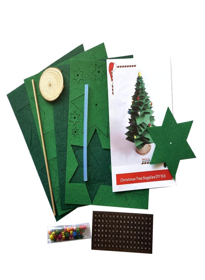 Inf-way Felt Christmas Tree DIY Craft Kit, Handmade Mini Christmas Tree Decoration Set Festive DIY Craft Supplies with Felt Sheets & Ornaments for Holiday Decor(2pack) - Image 3